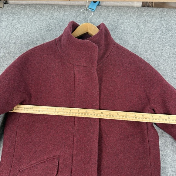 J Crew Cocoon‎ Nello Gori Italian Stadium Cloth Coat Womens 2 Burgundy Full Zip - Picture 12 of 14